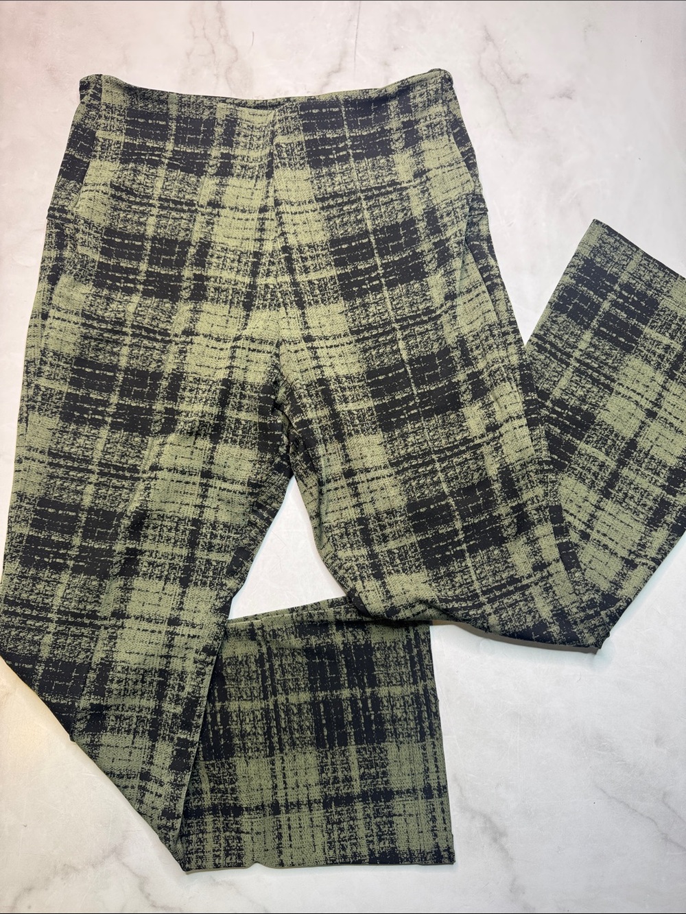 ONA By Yoon Chung Green Plaid Flare Leggings